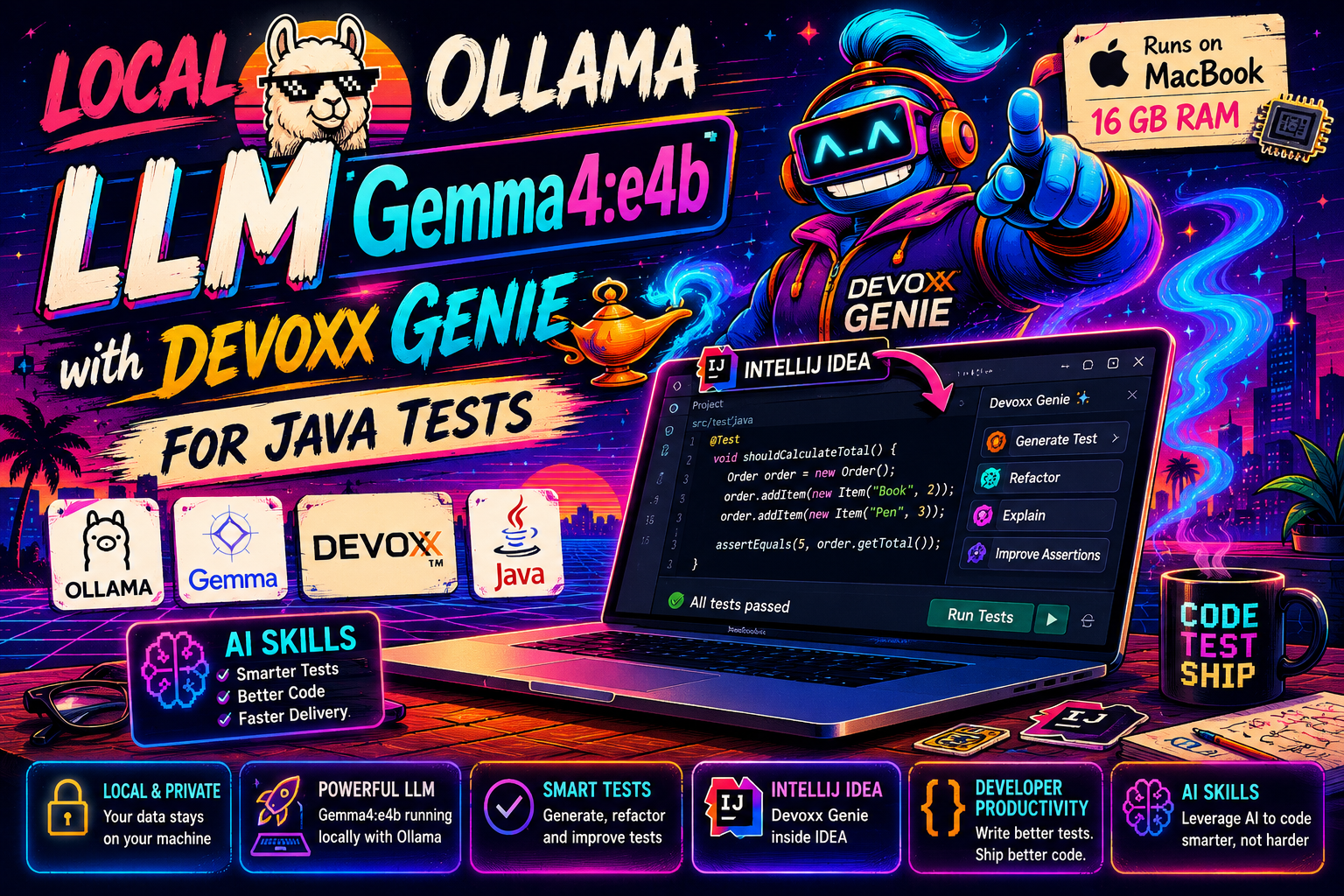 Part 1: Running Local LLM for Java Tests — Ollama + Gemma 4b + Devoxx Genie
